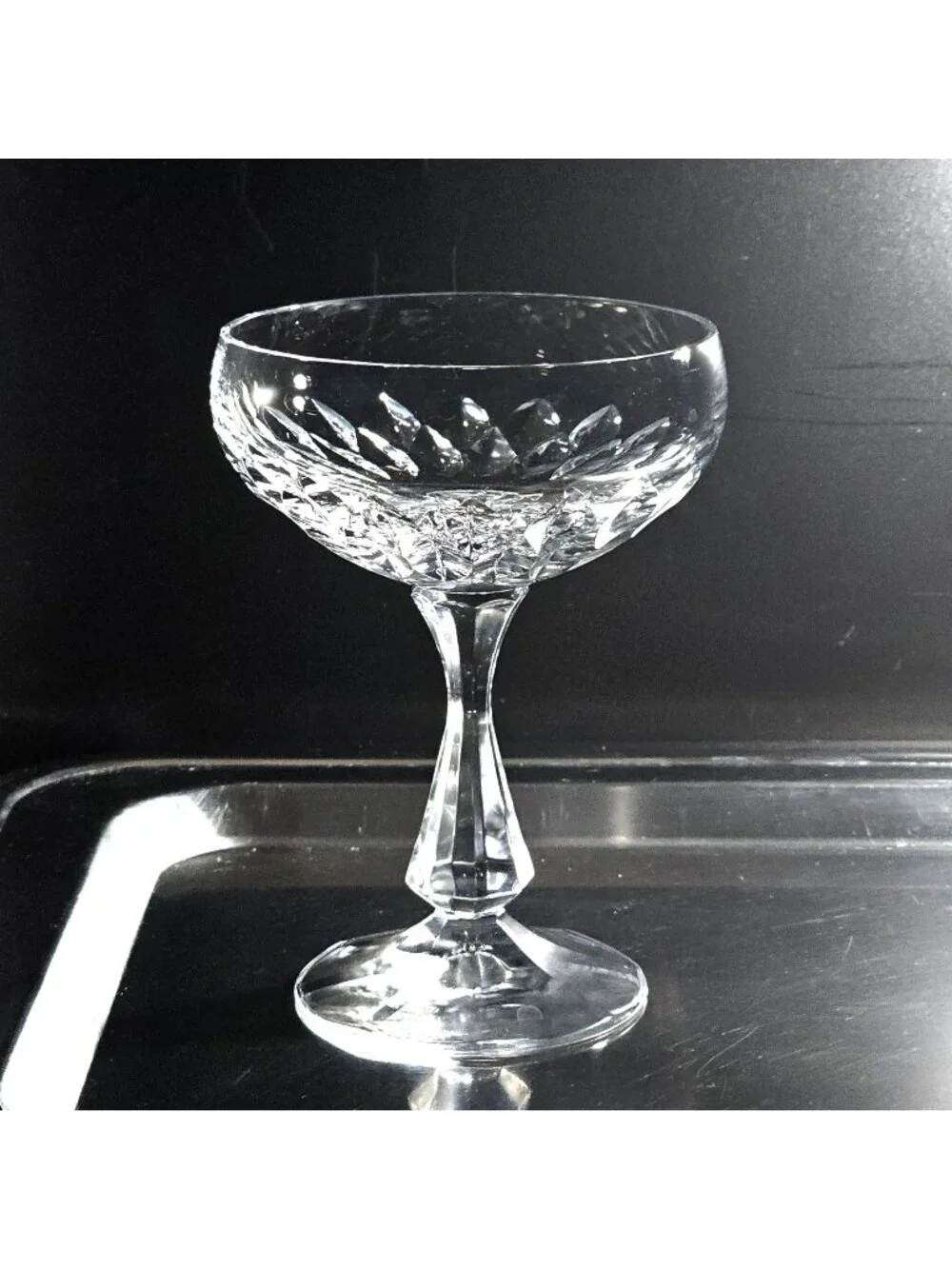 Schott Zwiesel Volterra Champagne Coupe Glass 1980s cut crystal vintage elegance